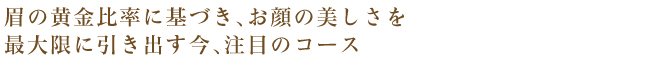 眉の黄金比率に基づき、お顔の美しさを最大限に引き出す今、注目のコース